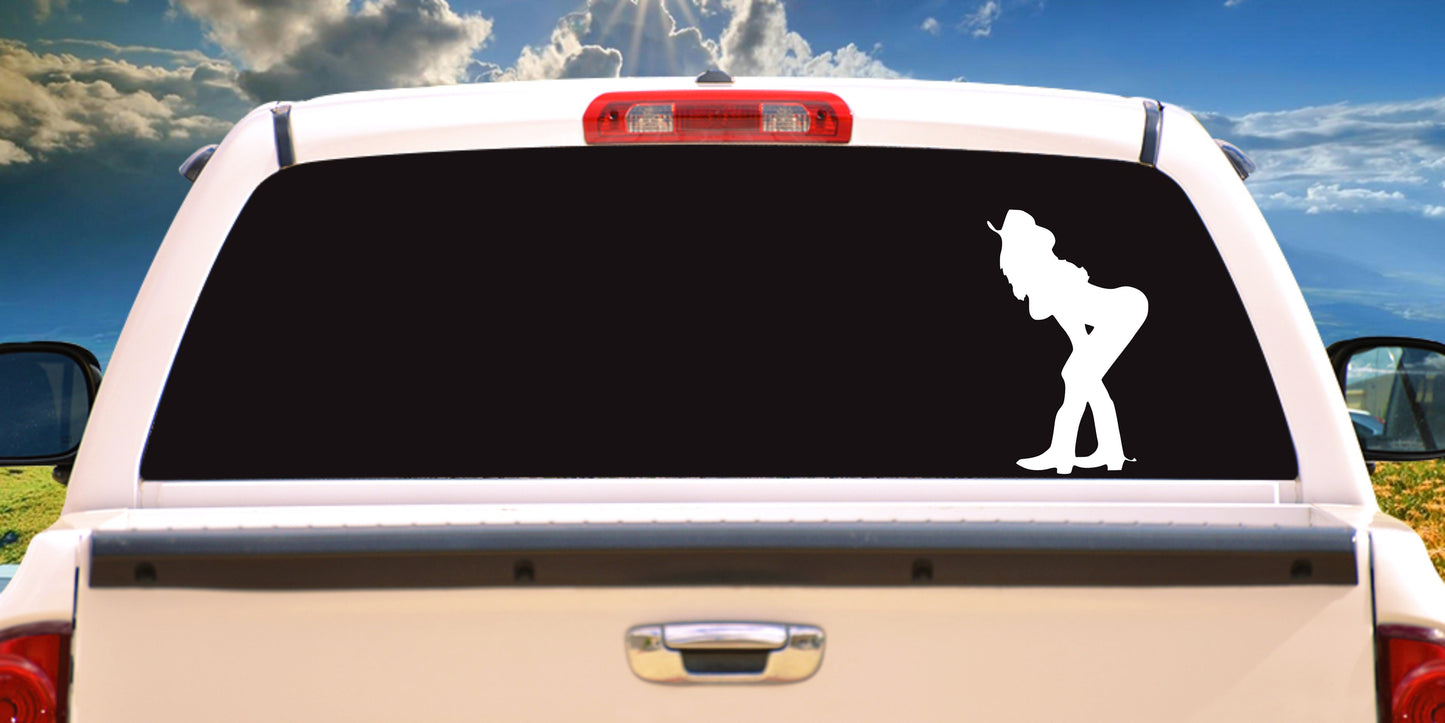 Western Cowgirl in Hat and Boots, Rodeo, Decal Sticker