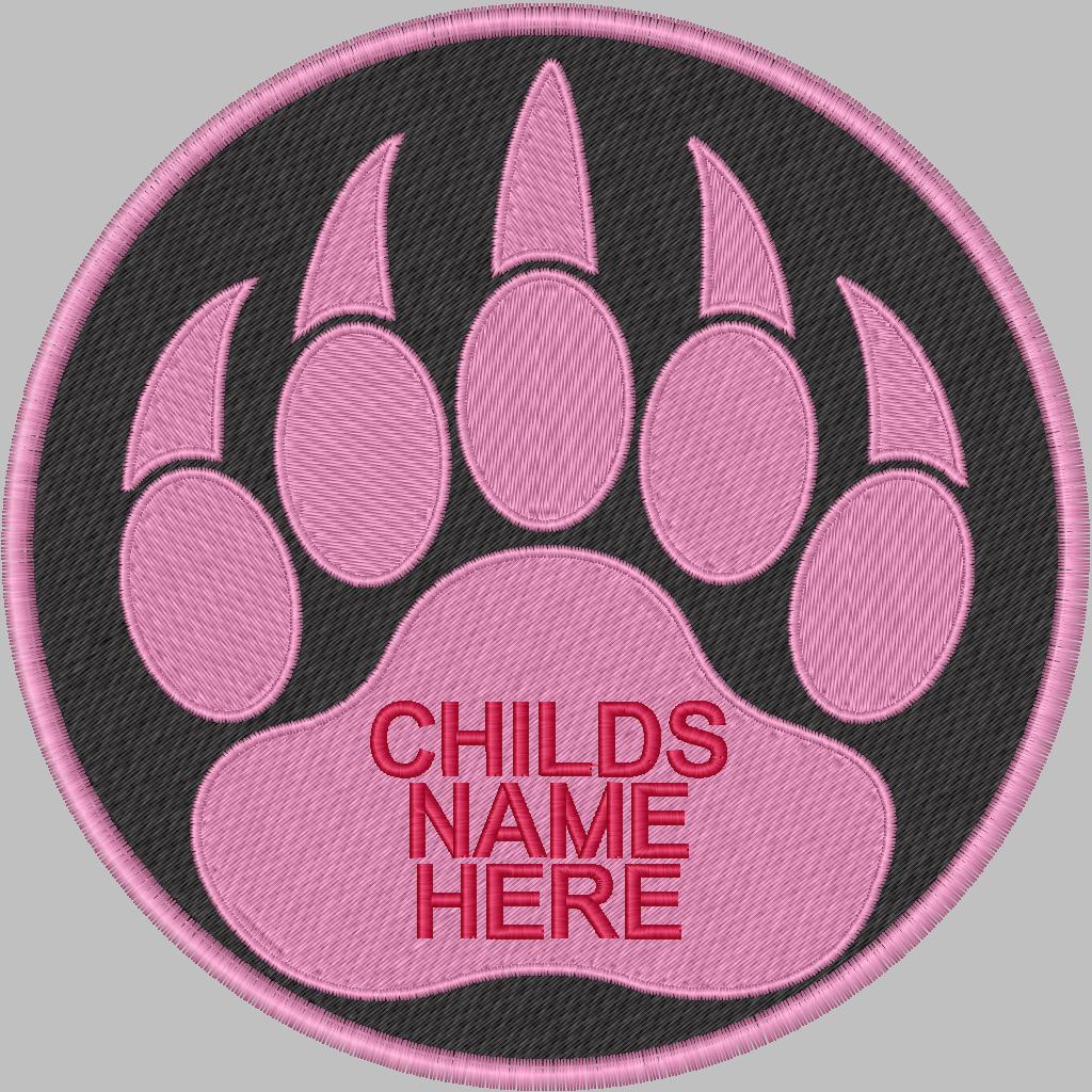 Personalized Bear Paws Name, Patch, Iron On or Sew On