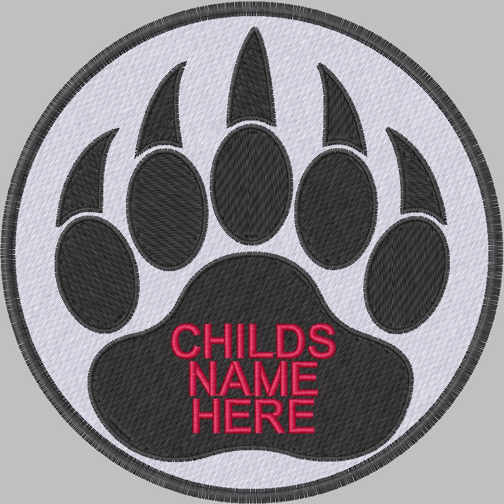 Personalized Bear Paws Name, Patch, Iron On or Sew On