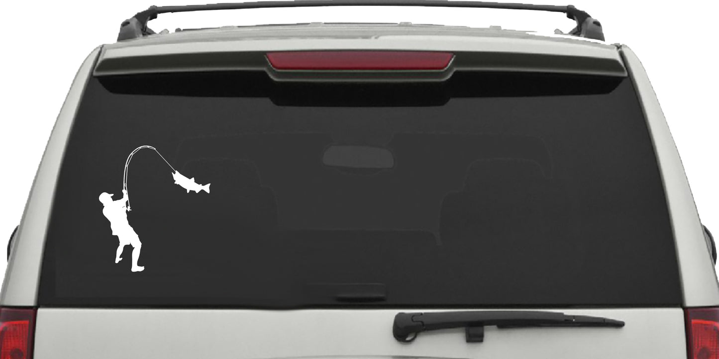 Man Catching Fish Sticker Decal