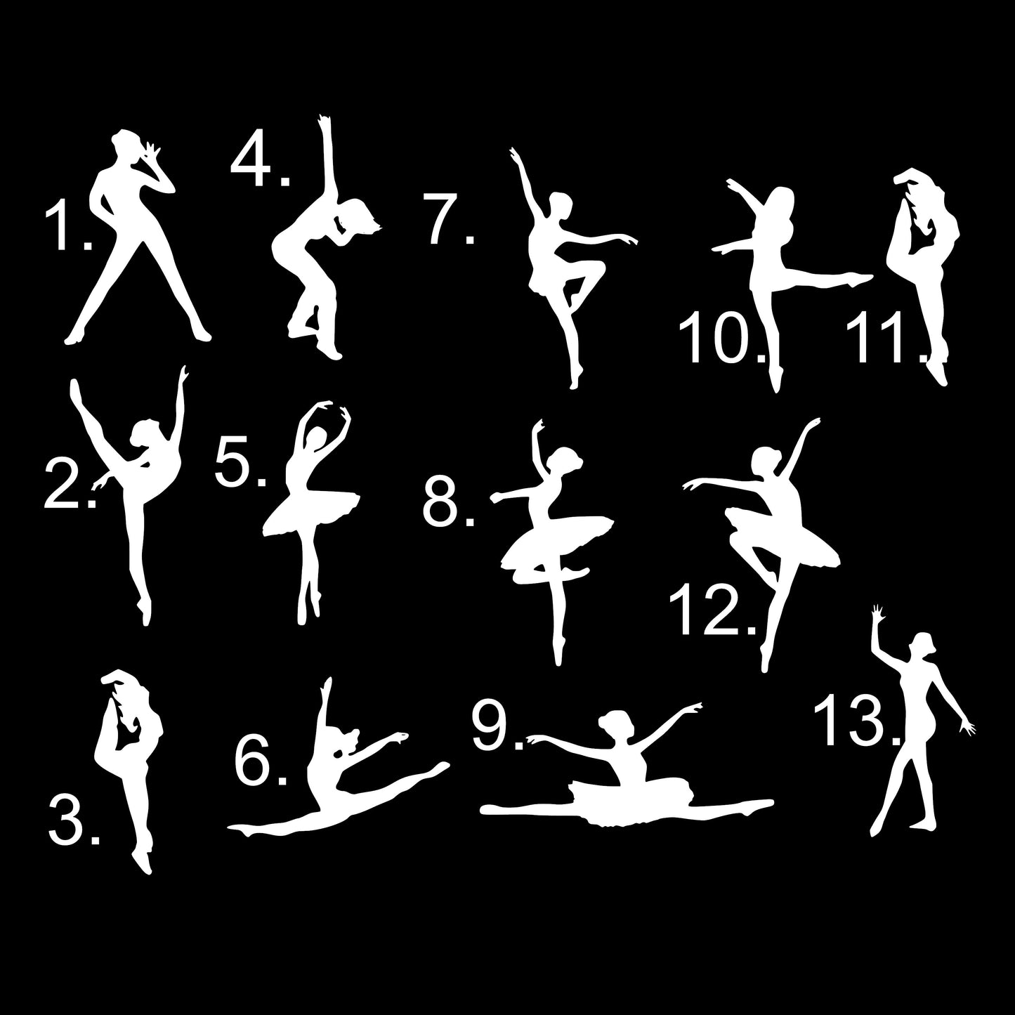 Silhouette Dancer Decals, Stickers