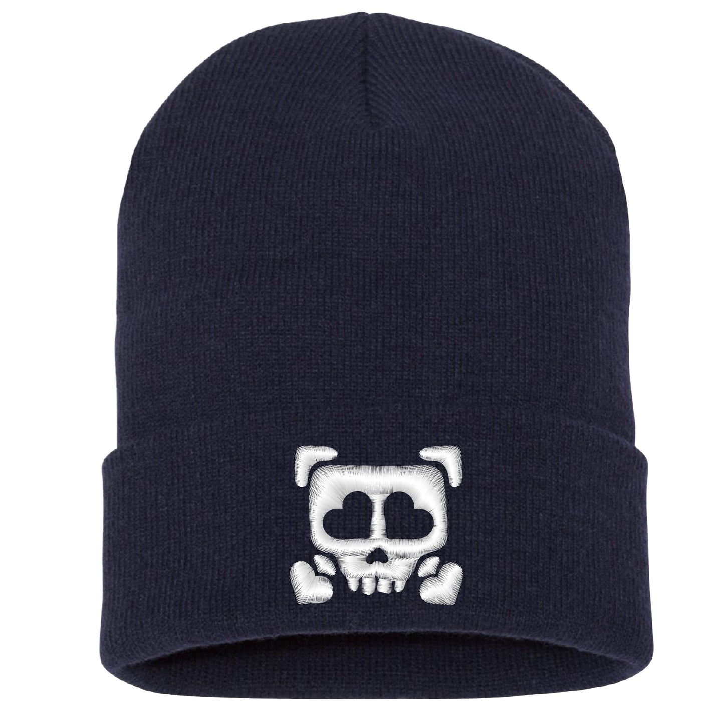 Embroidered Heart Skull Cuffed Beanie
