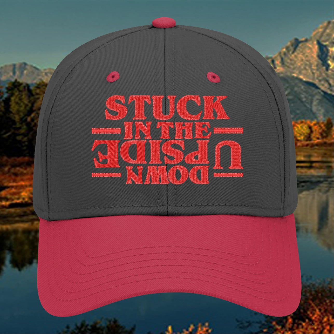 Embroidered 'Stuck in the Upside Down' Hat - Unique and Mysterious Design