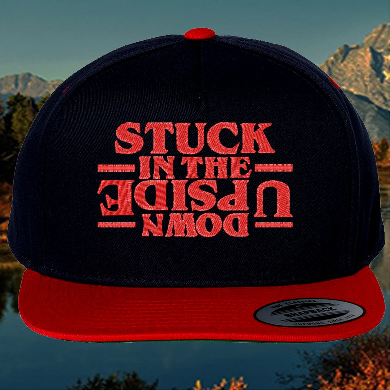Embroidered 'Stuck in the Upside Down' Hat - Unique and Mysterious Design
