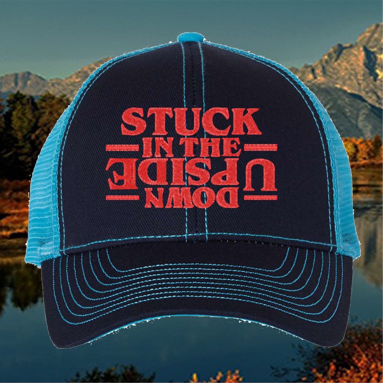 Embroidered 'Stuck in the Upside Down' Hat - Unique and Mysterious Design