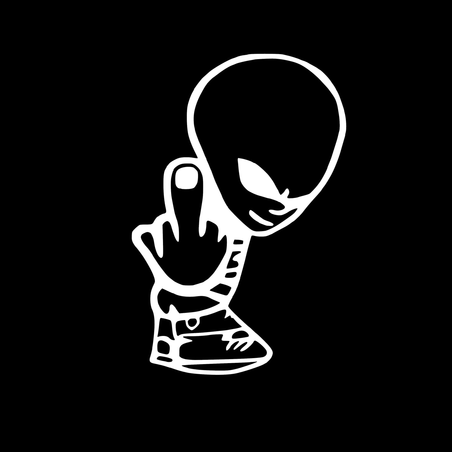 Alien Giving The Middle Finger, Decal Sticker