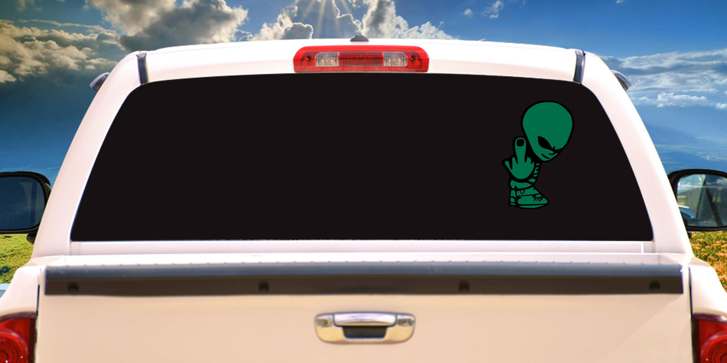 Alien Middle Finger Vinyl, Decal Sticker