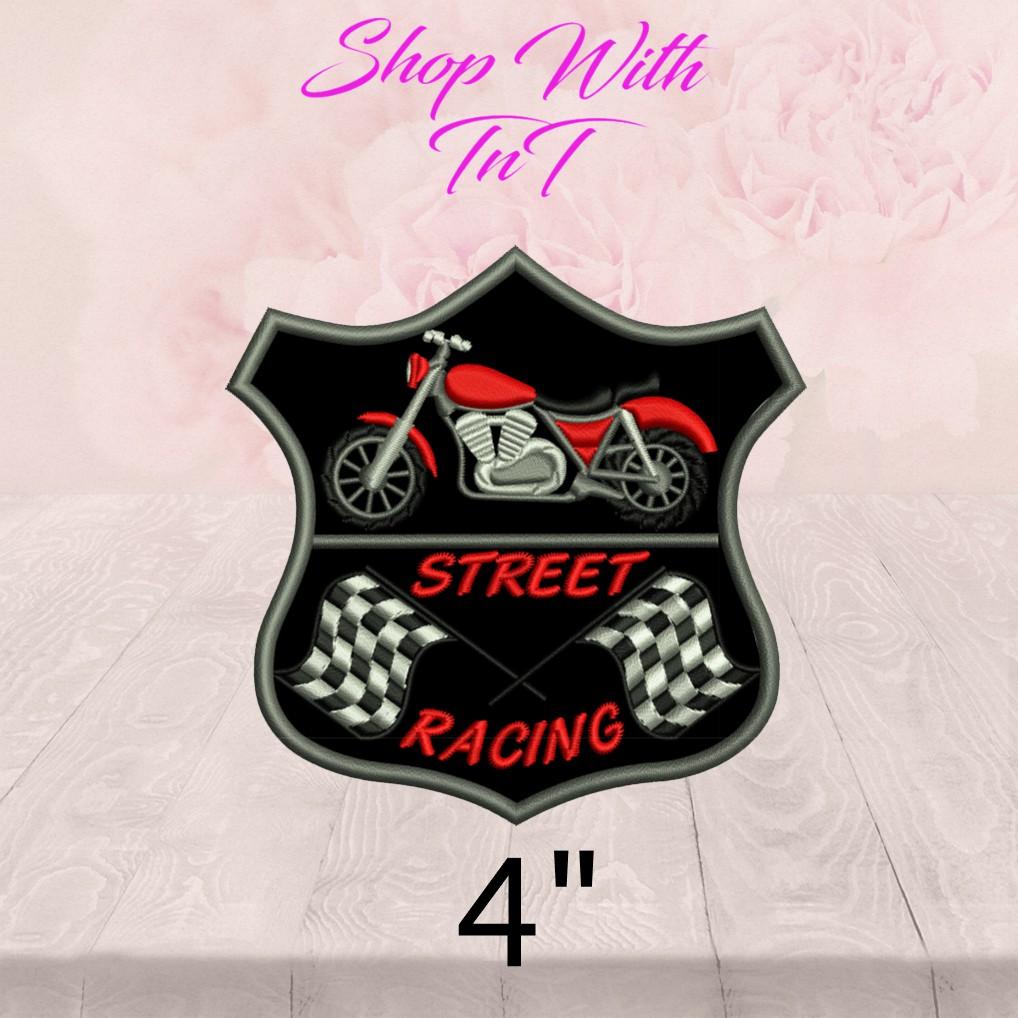 Biker Street Racing | Patch Embroidered | Iron On or Sew On