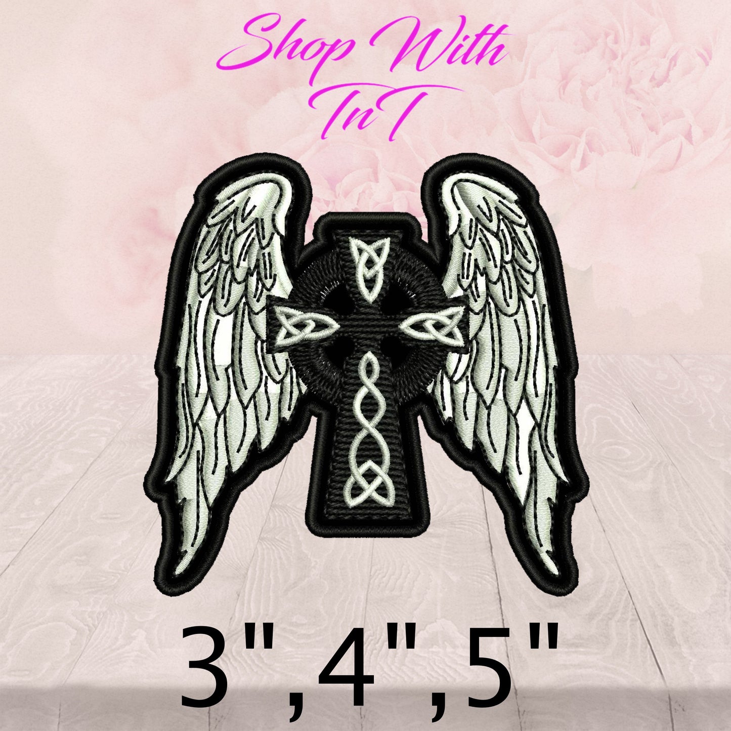 Celtic Wing Cross | Patch Embroidered | Iron On or Sew On