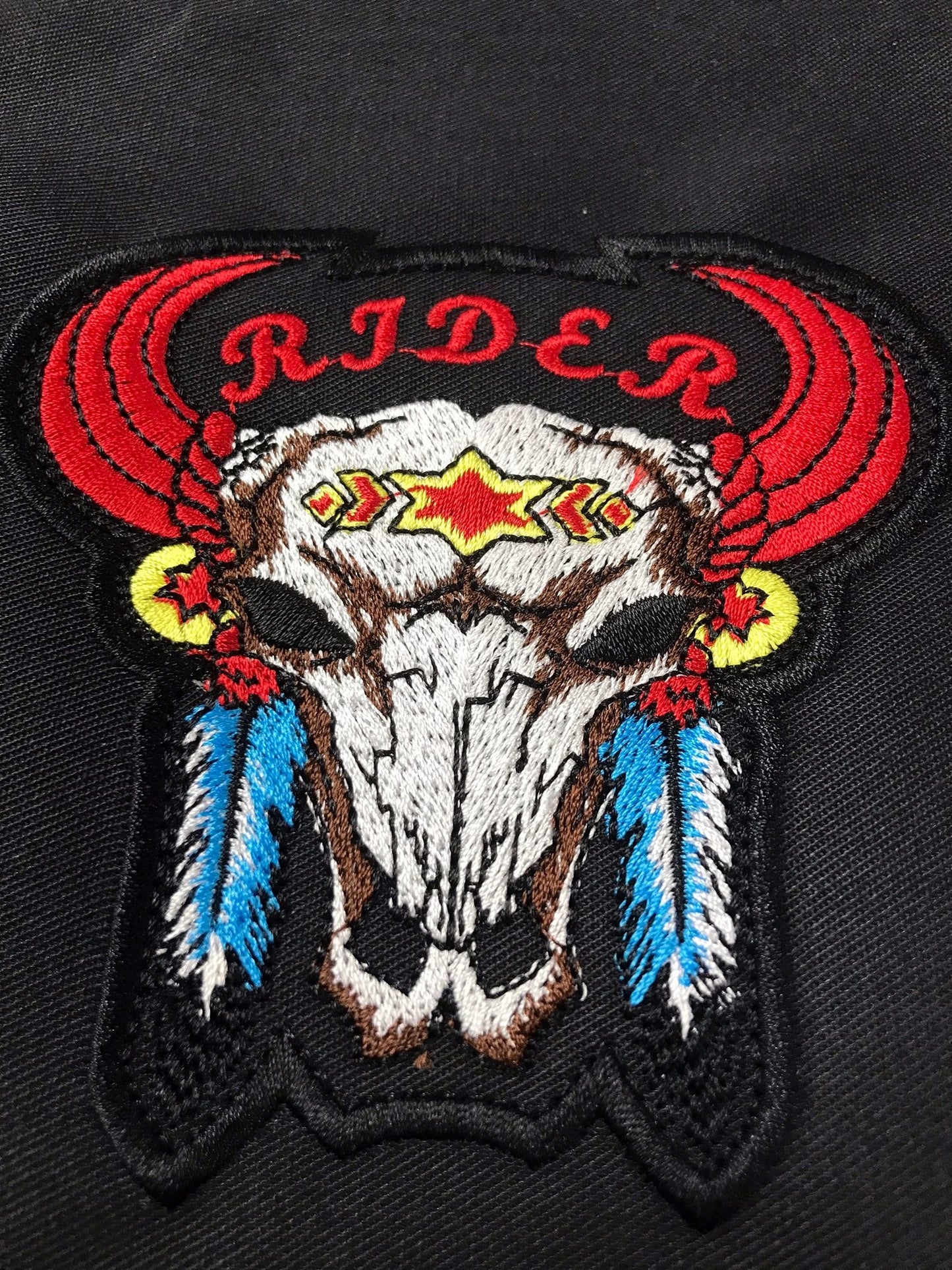 Rider Buffalo Skull | Patch Embroidered | Iron On or Sew On