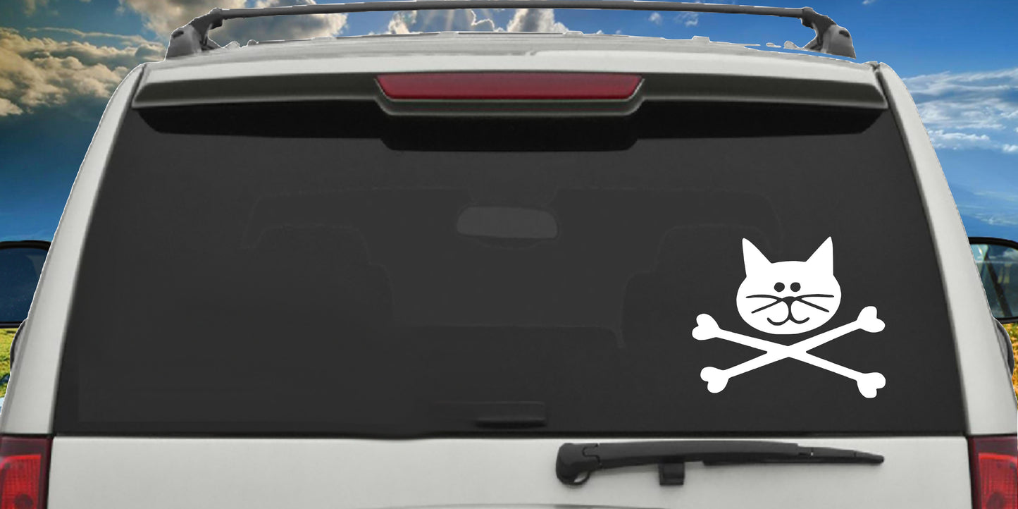 Cat Crossbones, Bones, Decal Sticker.