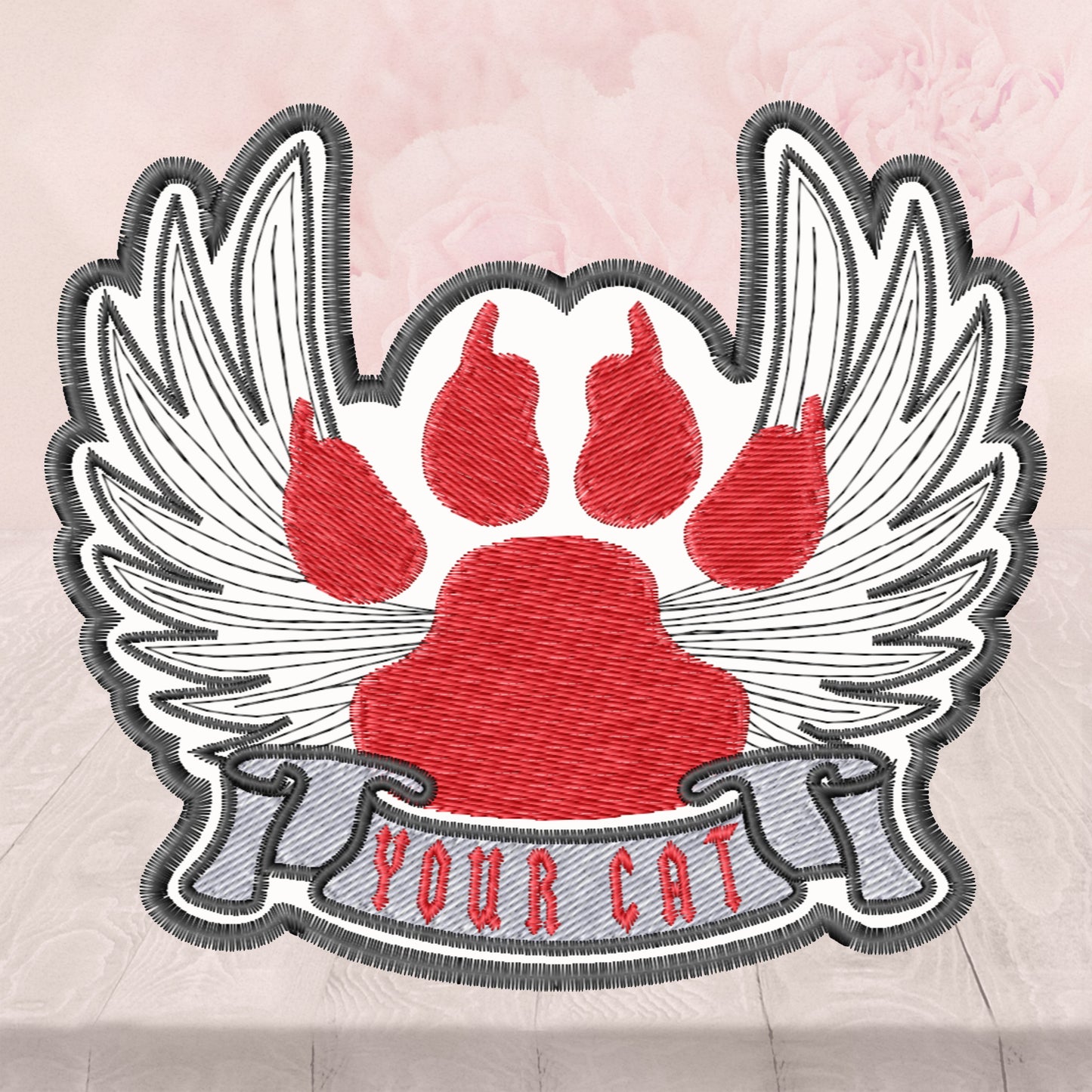 Personalized Cat Wings Name, Patch, Iron On or Sew On