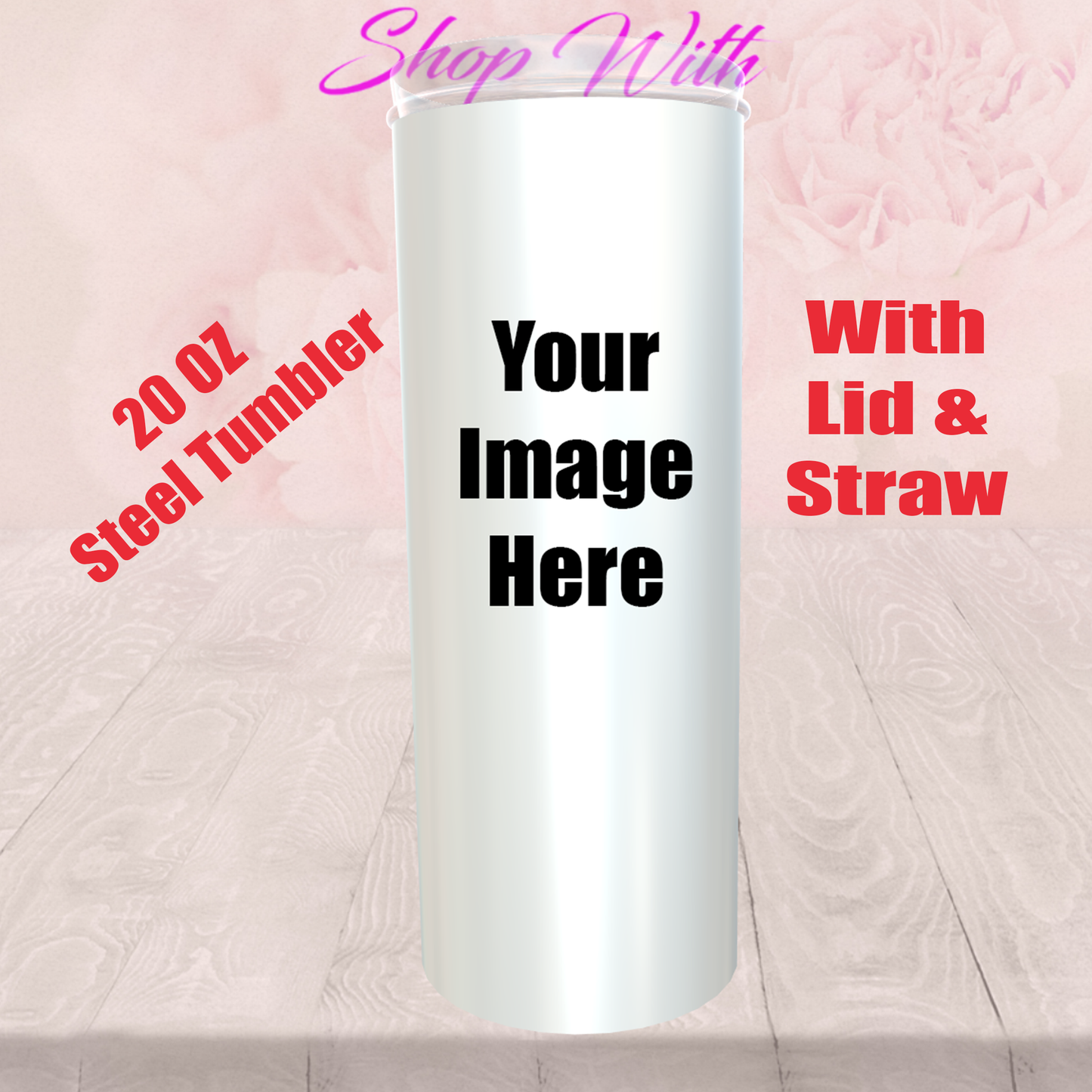 Custom Personalized Skinny Tumbler | 600ml 20oz steel With Straw