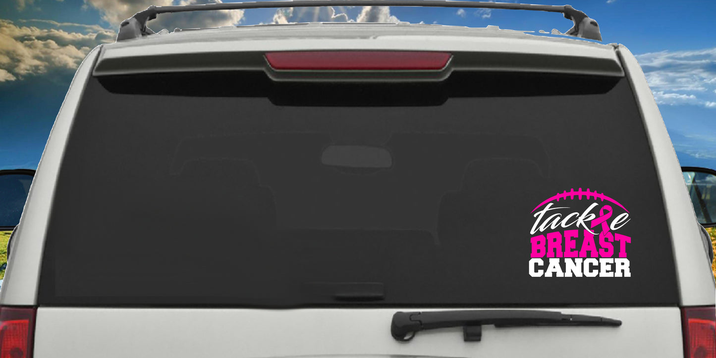 Tackle Breast Cancer Football, Sticker Decal