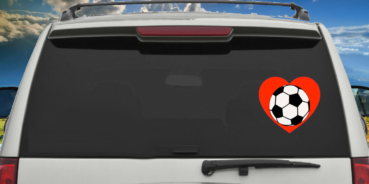 Soccer Ball in a Heart Player, Sticker Decal