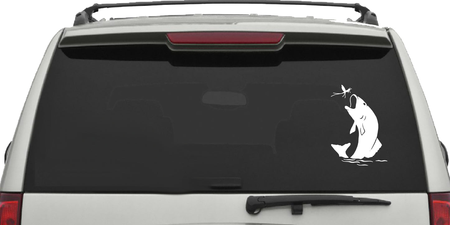 Fish Catching Fly | Sticker Decal | Truck, Cars, Windows, computers, flat surfaces