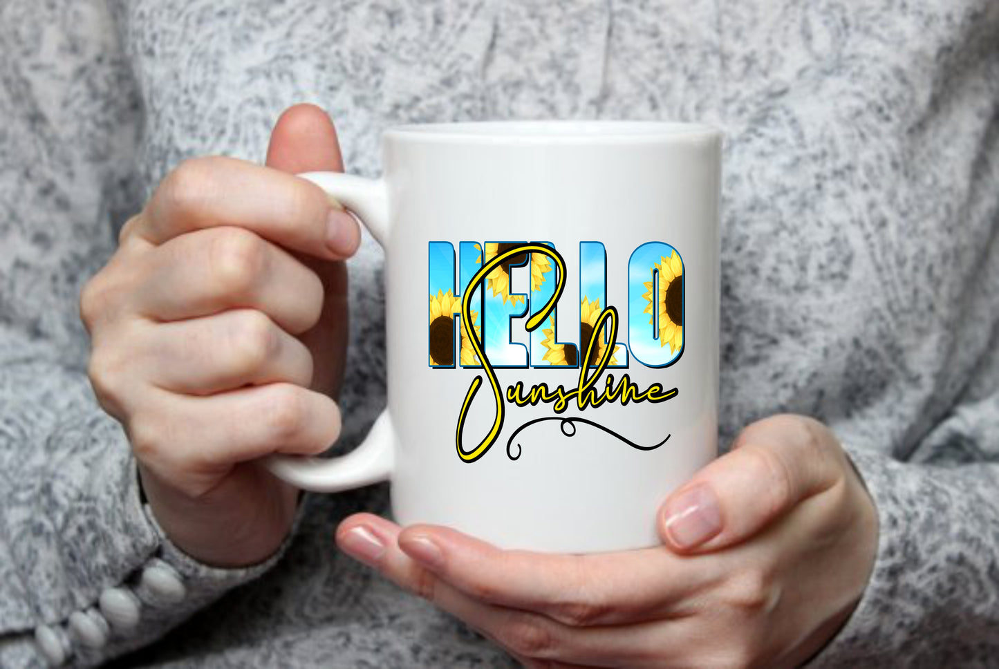 Hello Sunshine, Sunflowers, 15 oz Mug