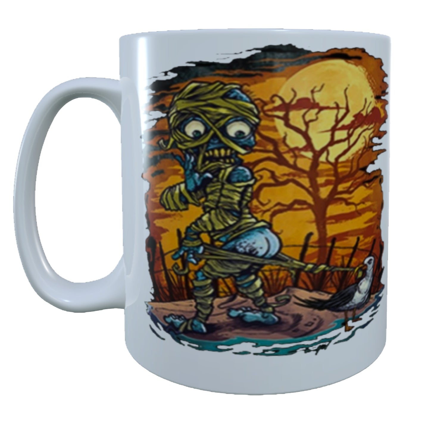 Mummy Zombie seagull, 15 oz Mug