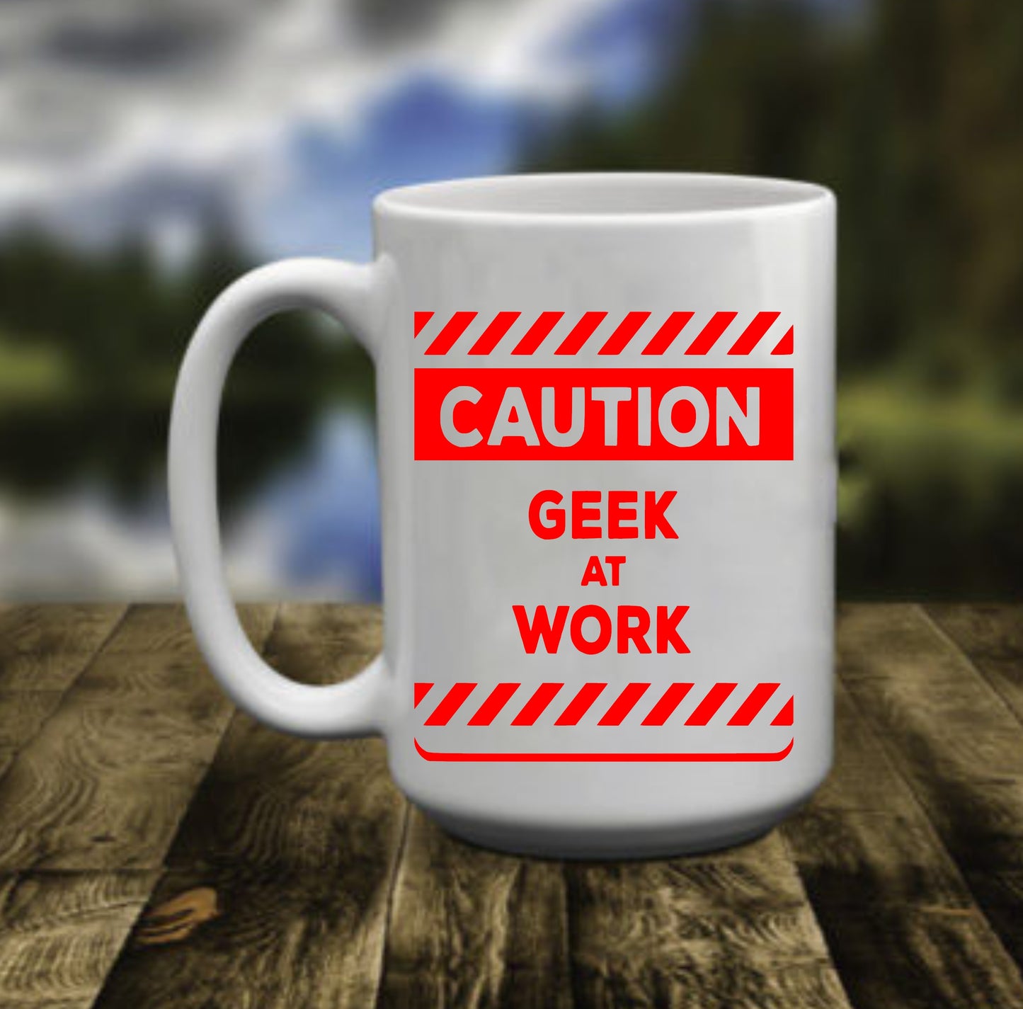 Caution Geek At Work, 15 oz Mug