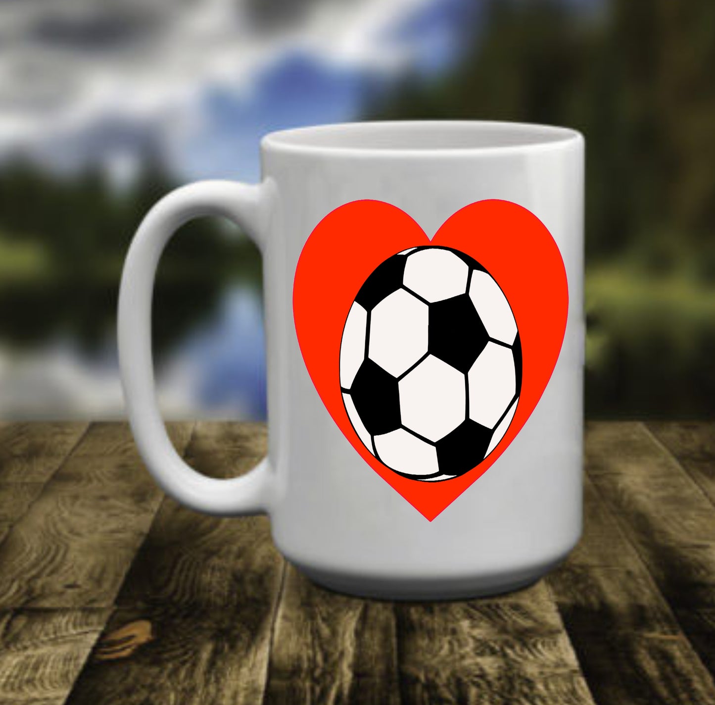 Soccer Ball in a Heart Player, 15 oz Mug