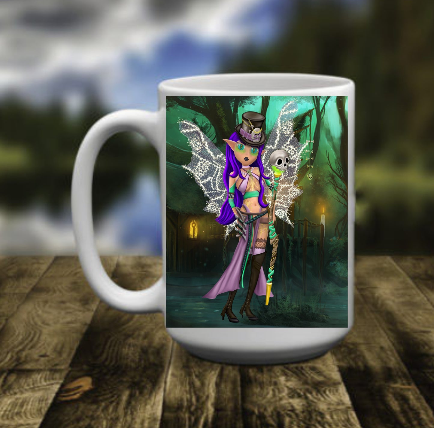 Magical Witch Fairy in the forest, 15 oz Mug