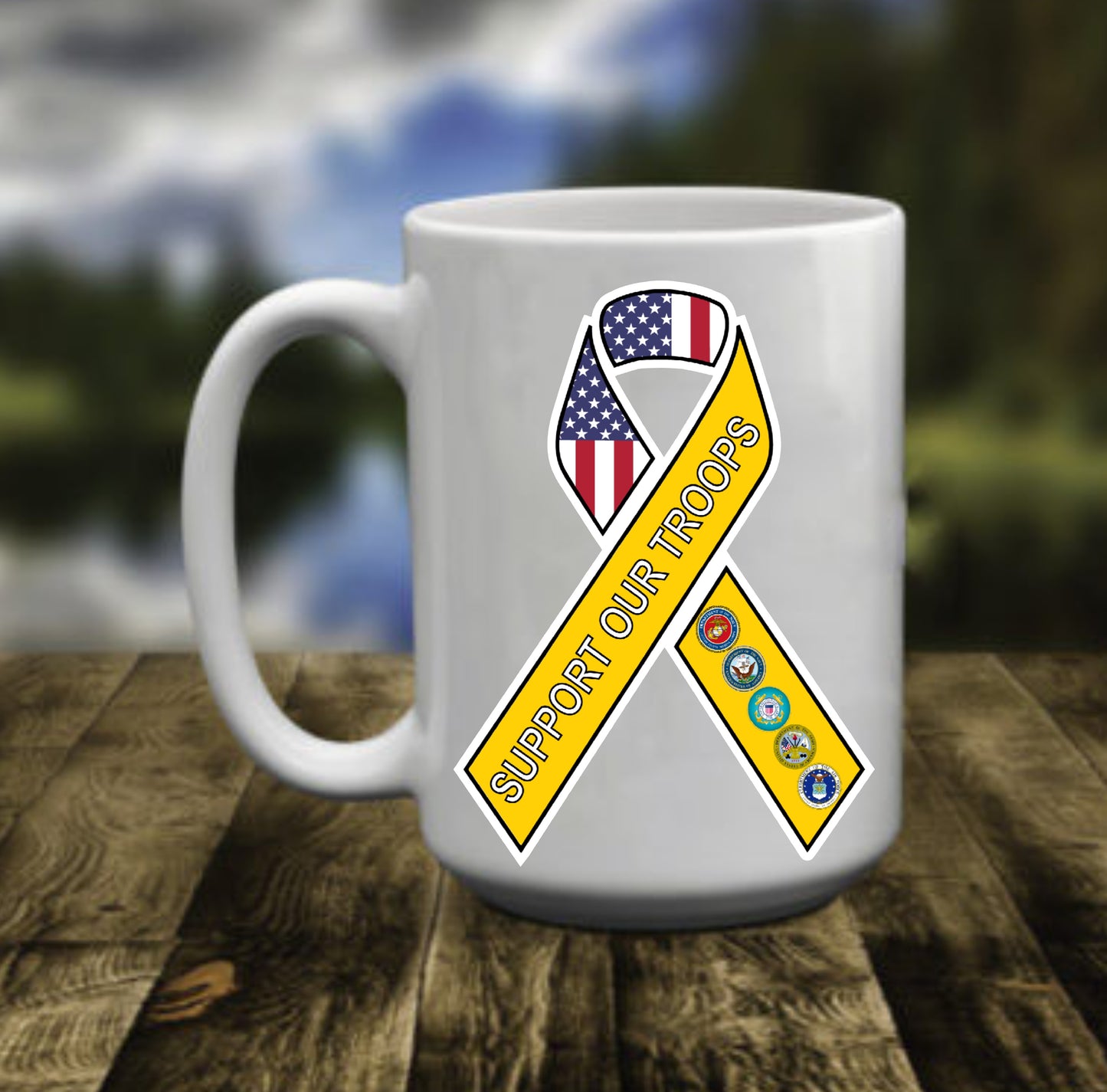 Support Our Troops Military USA, 15 oz Mug