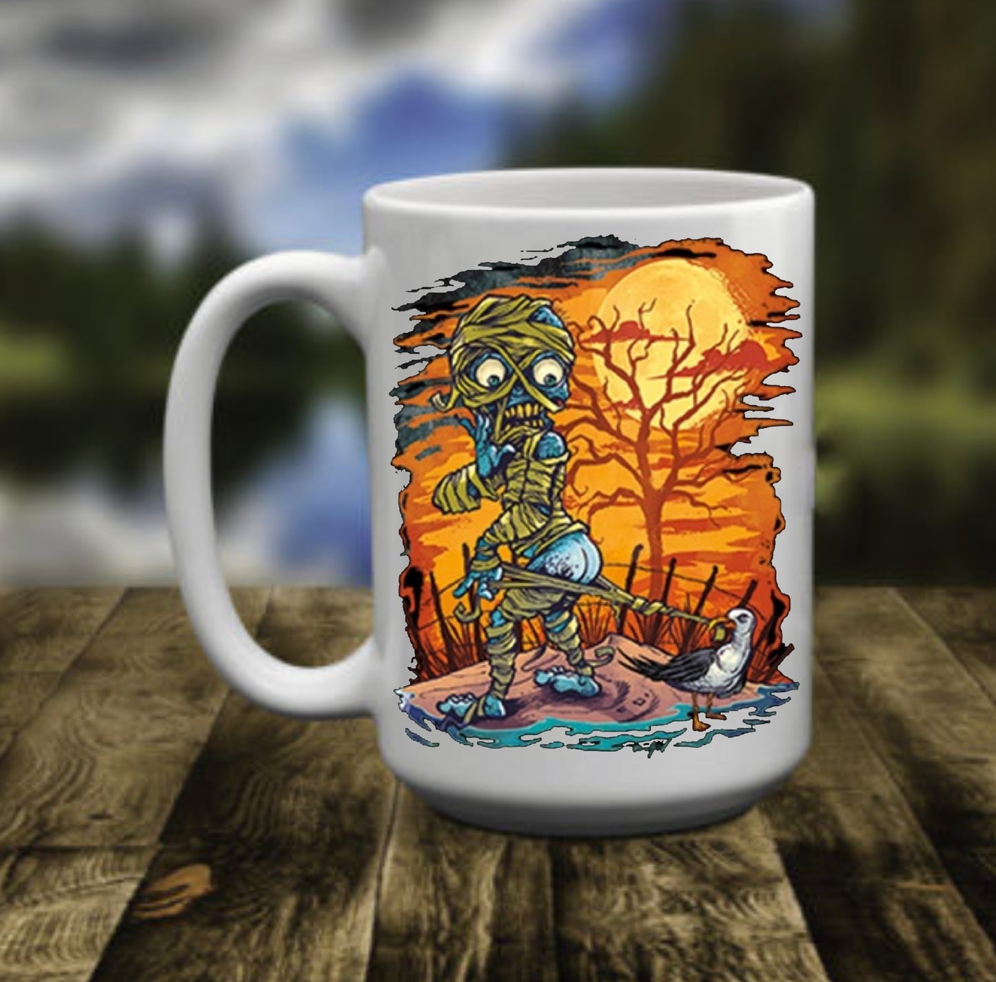 Mummy Zombie seagull, 15 oz Mug
