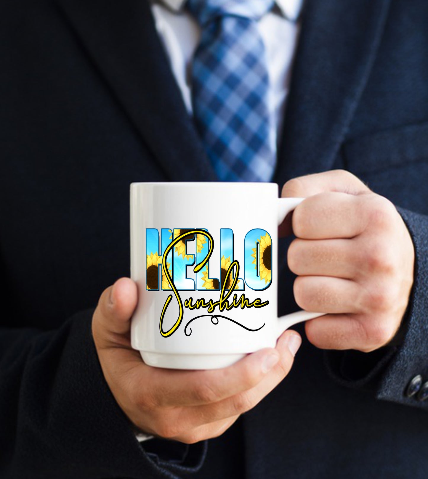 Hello Sunshine, Sunflowers, 15 oz Mug