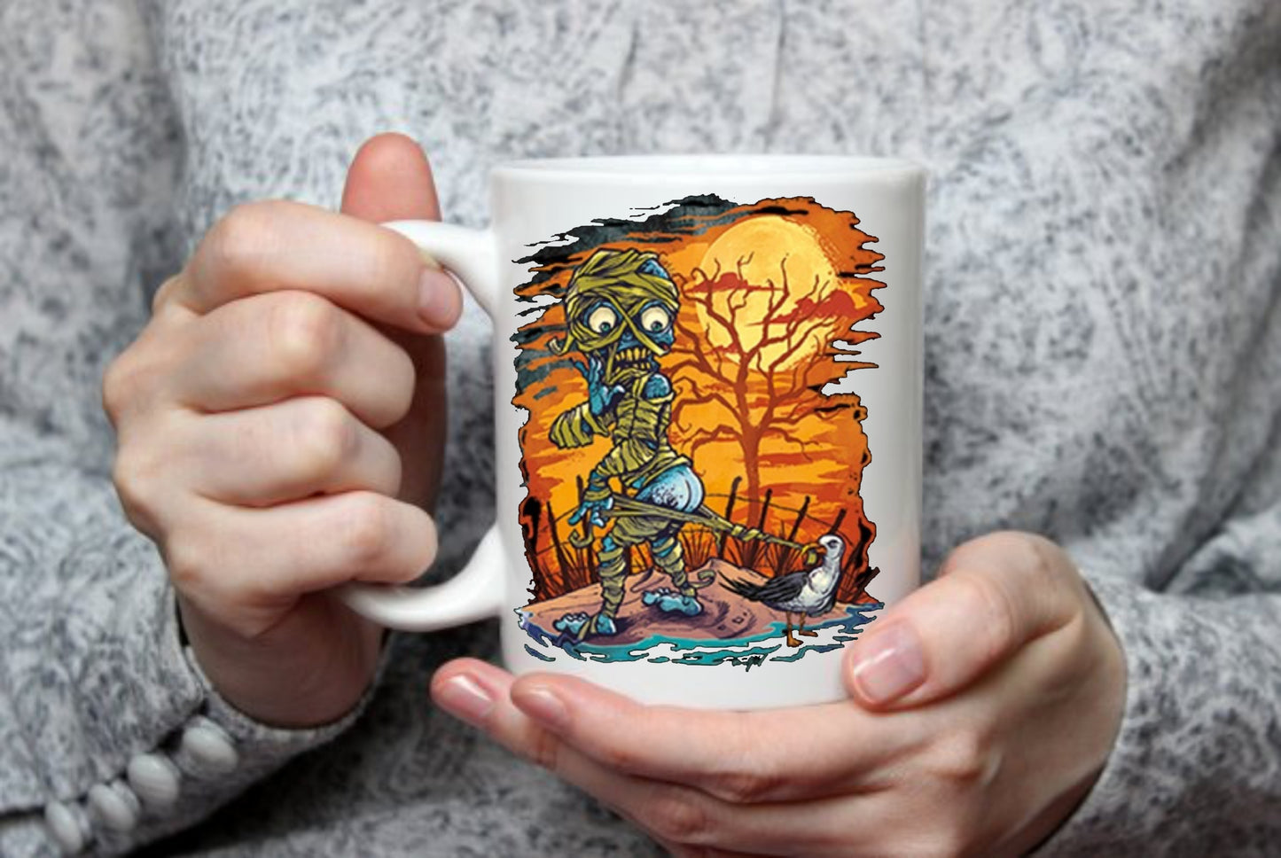 Mummy Zombie seagull, 15 oz Mug