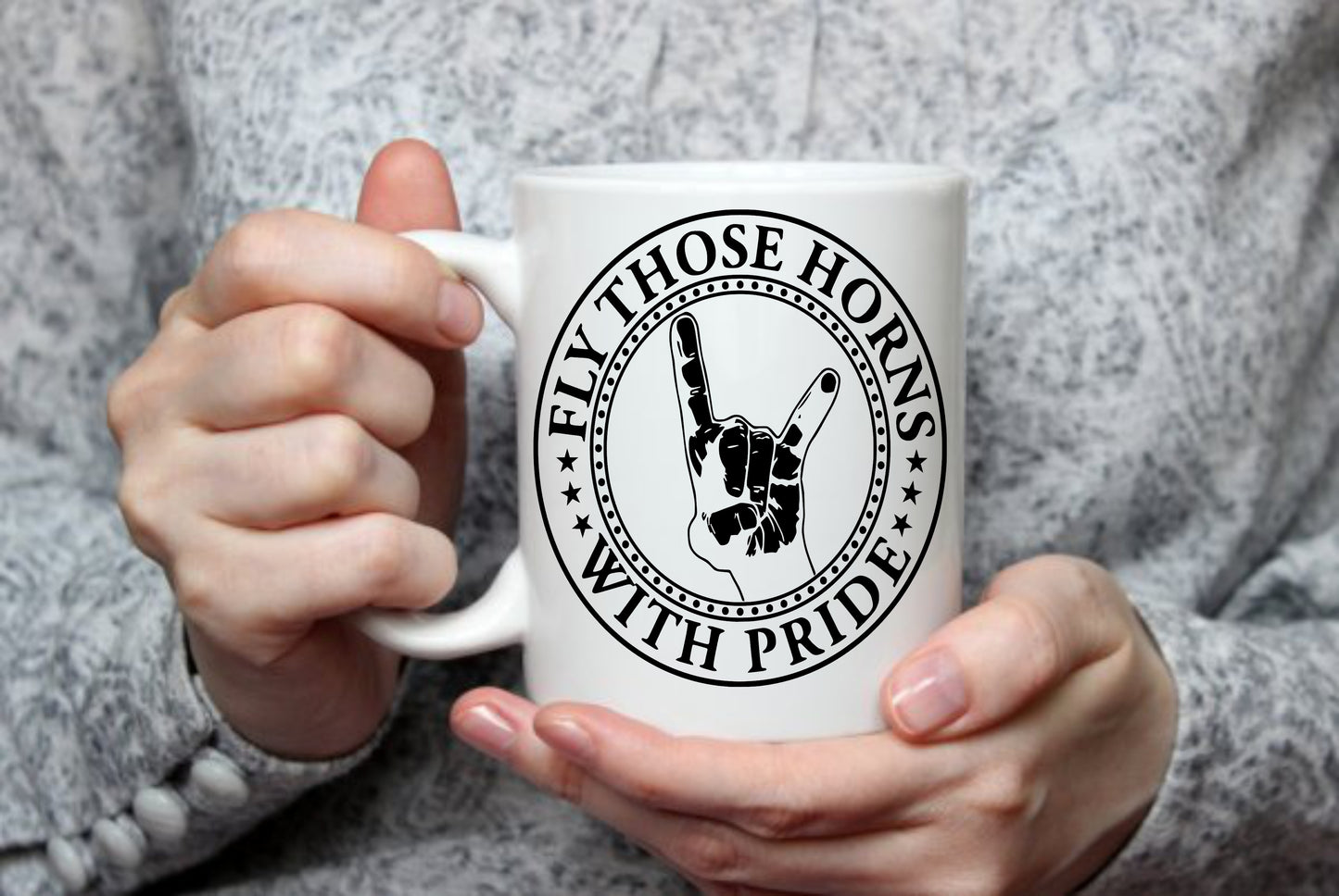 Heavy Metal Fly Those Horns With Pride, 15 oz Mug