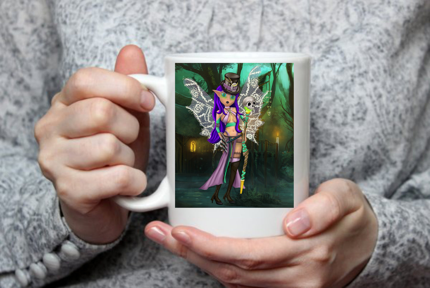 Magical Witch Fairy in the forest, 15 oz Mug