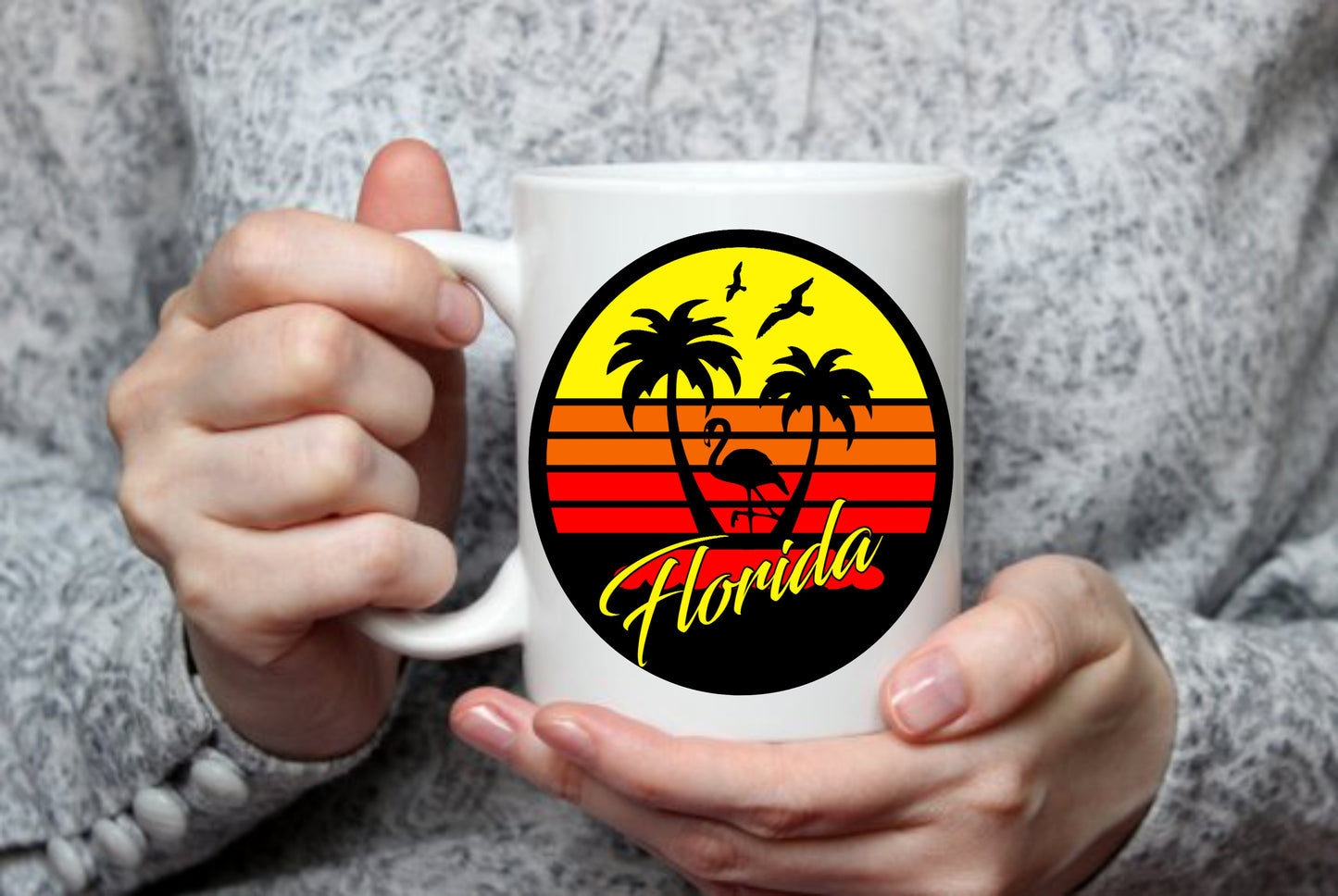 Florida State Palm Trees Beach, 15 oz Mug.