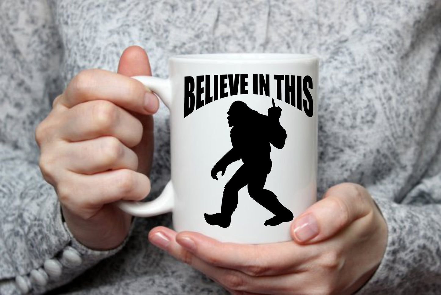 Bigfoot Believe In This, Middle Finger, 15 oz Mug