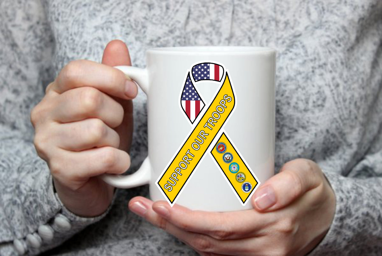 Support Our Troops Military USA, 15 oz Mug