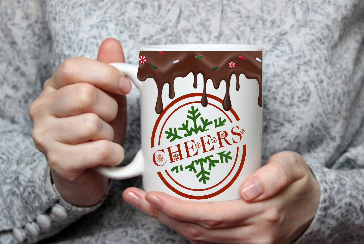 Hot Chocolate, North Pole,  Reindeer, Santa Clause, 15 oz Mug