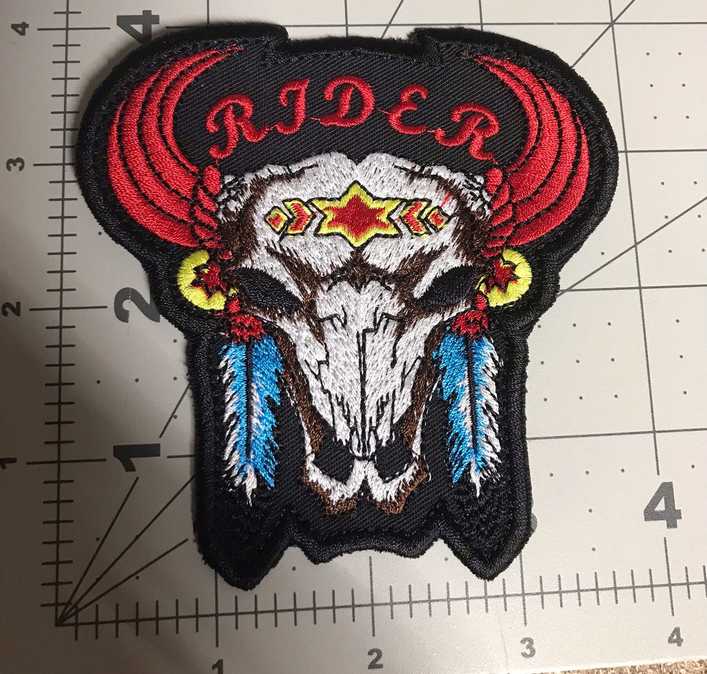 Rider Buffalo Skull | Patch Embroidered | Iron On or Sew On