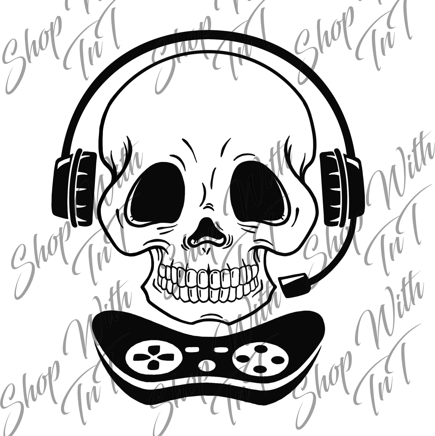 Gamer Boy Girl Headset and Controllers Digital PNG "File Only"