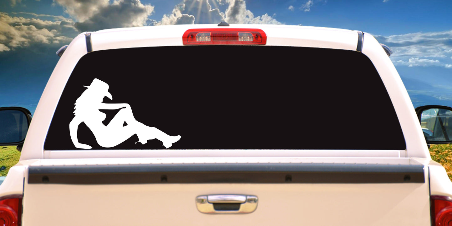 Western Cowgirl in Hat and Boots, Rodeo, Decal Sticker