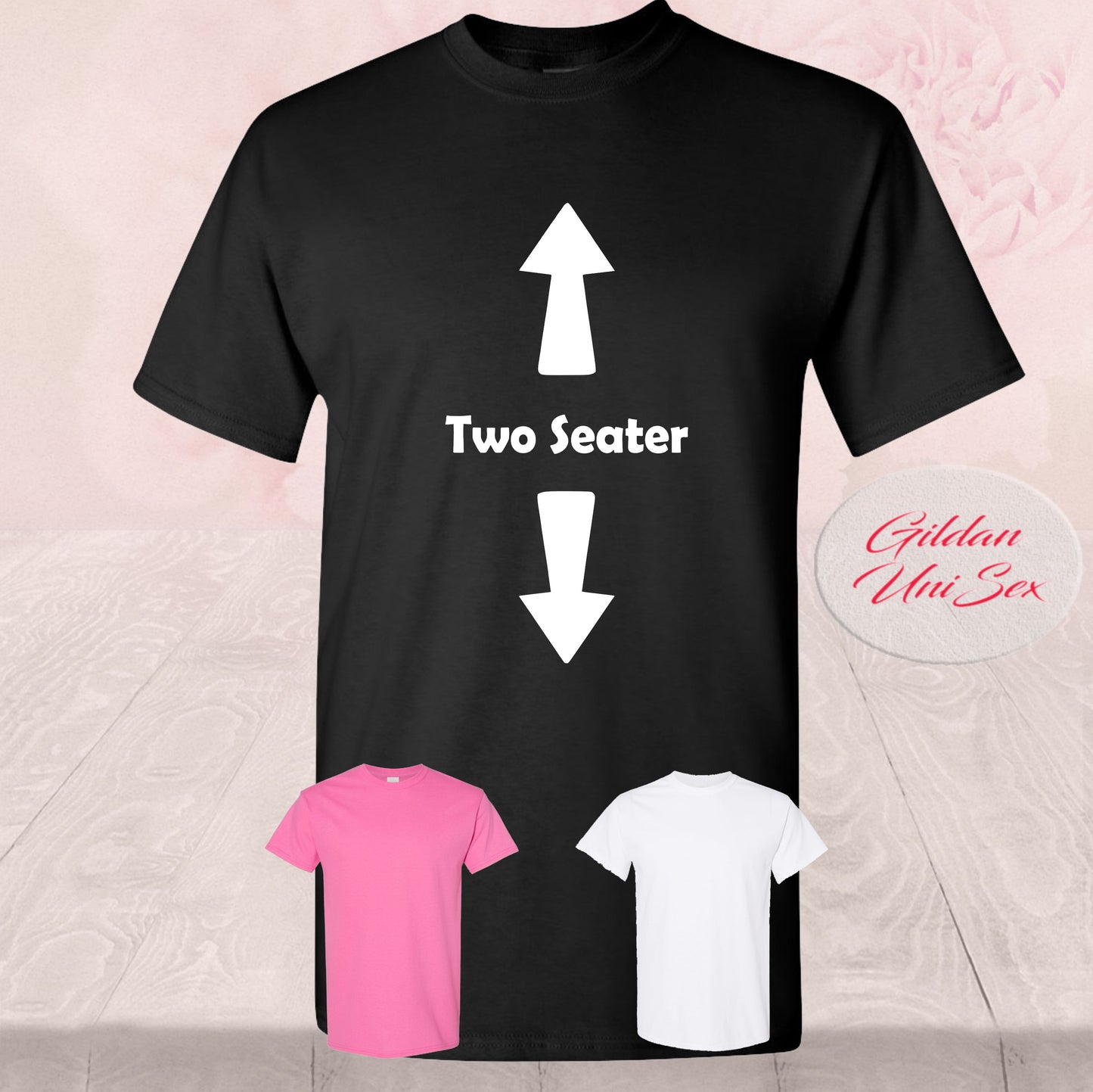 Funny Adult Two Seater Arrow T-Shirt - Humorous and Playful Design