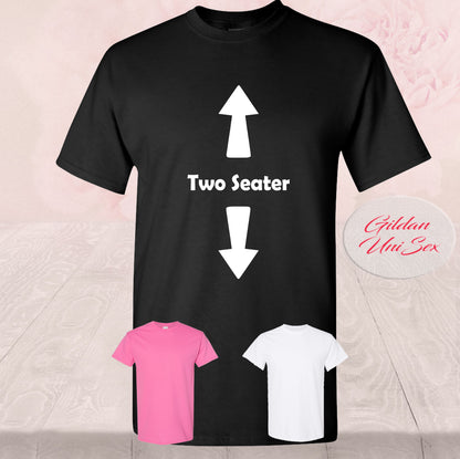 Funny Adult Two Seater Arrow T-Shirt - Humorous and Playful Design