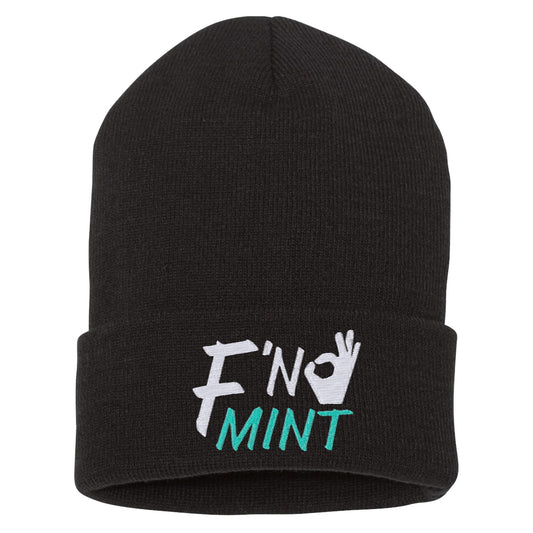 FN Mint Embroidered Cuffed Beanie