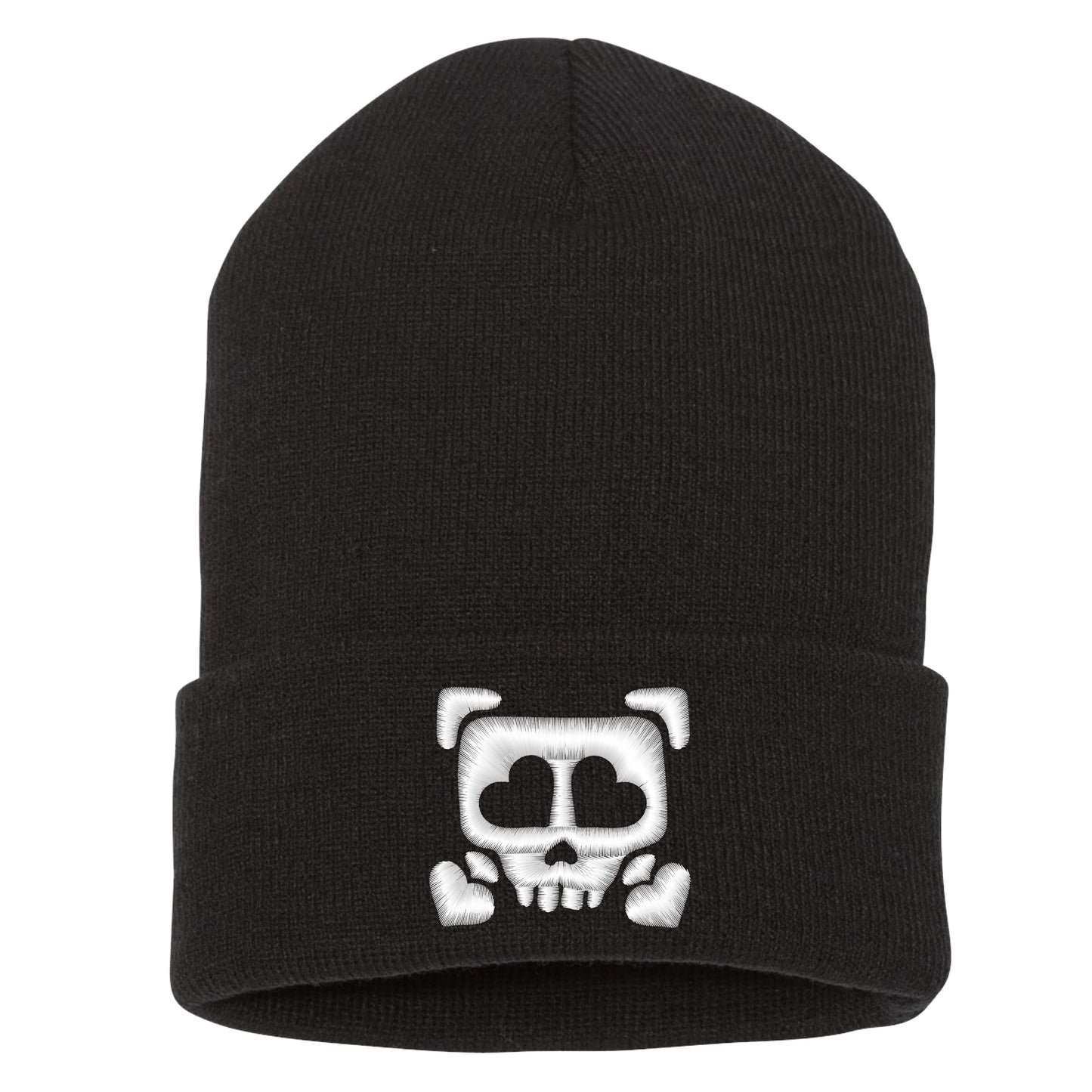 Embroidered Heart Skull Cuffed Beanie