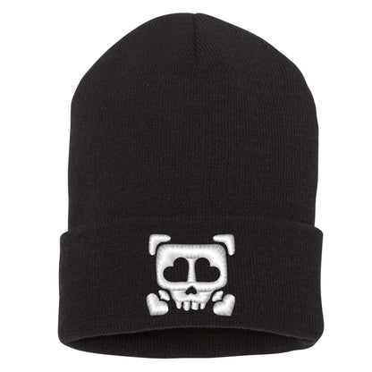 Embroidered Heart Skull Cuffed Beanie