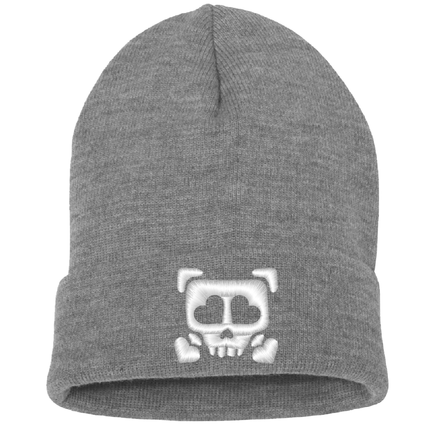 Embroidered Heart Skull Cuffed Beanie