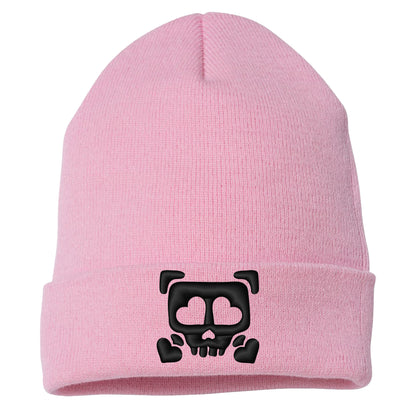 Embroidered Heart Skull Cuffed Beanie