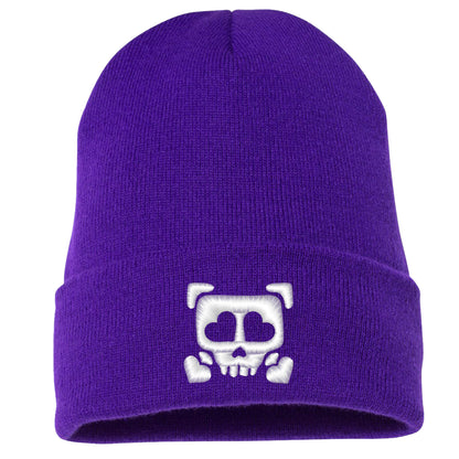 Embroidered Heart Skull Cuffed Beanie