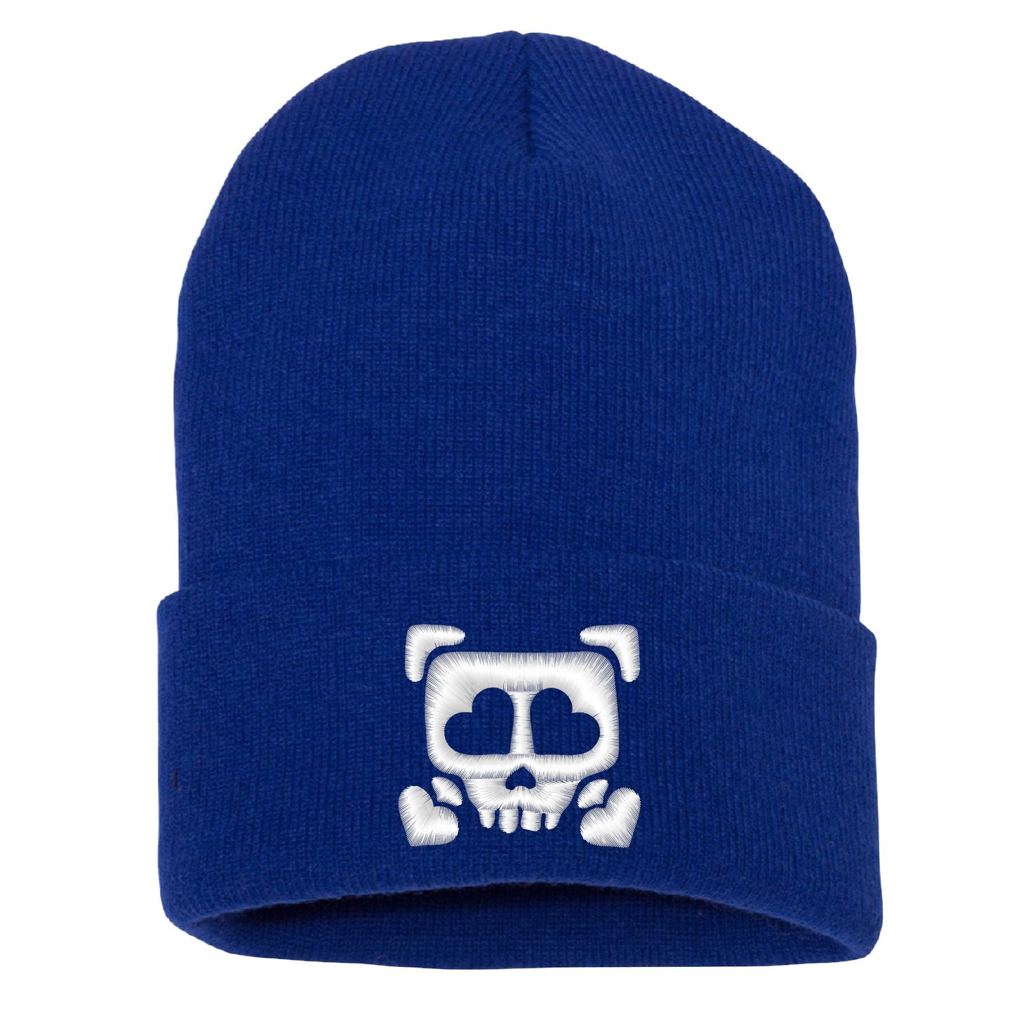 Embroidered Heart Skull Cuffed Beanie