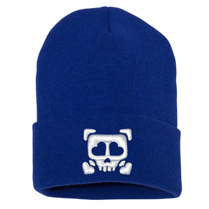 Embroidered Heart Skull Cuffed Beanie