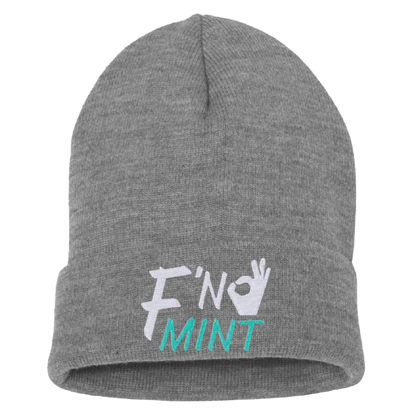 FN Mint Embroidered Cuffed Beanie