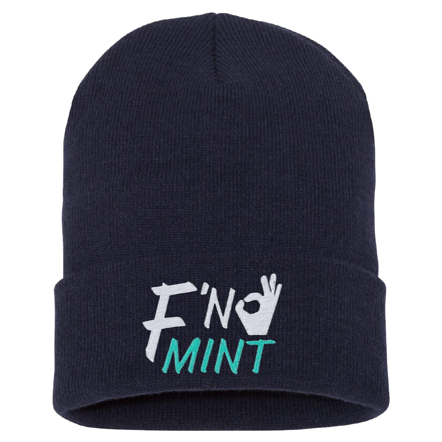 FN Mint Embroidered Cuffed Beanie